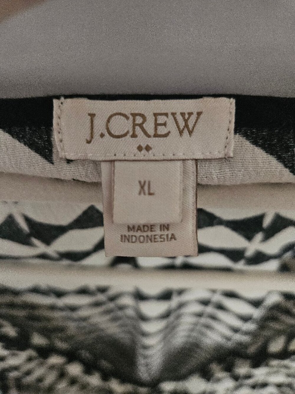 J.Crew Black White Geometric Crinkle Gauze Beach Tunic Swim Cover Up Sz XL - Picture 2 of 8